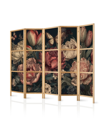 Ιαπωνικο Διαχωριστικο Δωματιου - Floral Illustration - Magnificent Flower Buds On A Turquoise Background 225x172cm