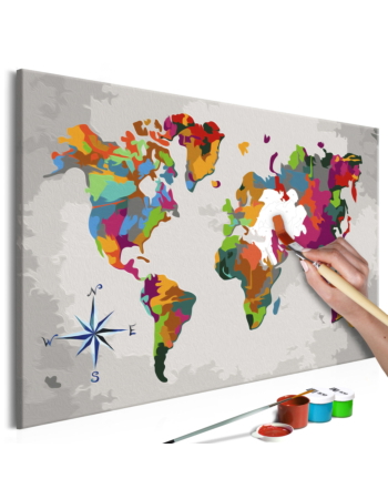 Πινακας Αυτοζωγραφικης - World Map compass Rose 60x40cm