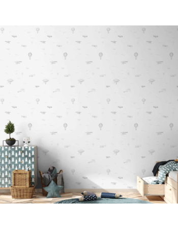 Ταπετσαρια - Drawing - Airplanes - Balloons - And Airships Against A Sky Full Of Birds