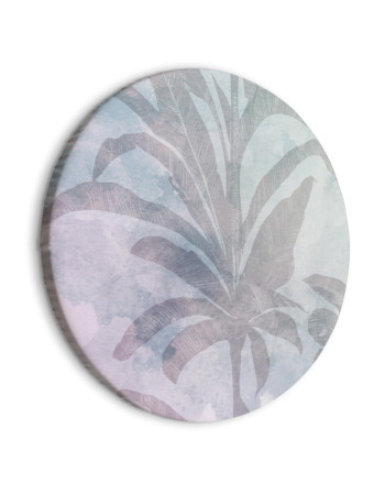 Στρογγυλος Πινακας - Palm Trees In The Fog - Palm Trees Among Pastel Clouds In Purple And Celadon Tones/misty Tropics 40x40cm