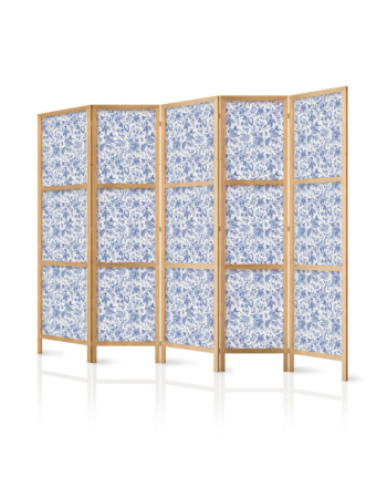 Ιαπωνικο Διαχωριστικο Δωματιου - Illustration In Vintage Style - Blue Flowers On A White Background 225x172cm