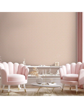 Ταπετσαρια - Checkerboard Pattern - Brown-white Grid With A Subtle Noise