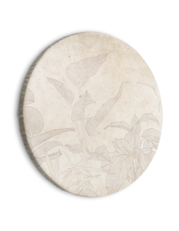 Στρογγυλος Πινακας - Muted Exotic Greenery - Delicate Outlines Of Tropical Shrubs On Beige And Sand Background/subtle Exotic Plants 40x40cm