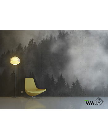 Concrete Wood Ταπετσαρια Τοιχου Ανθρακι