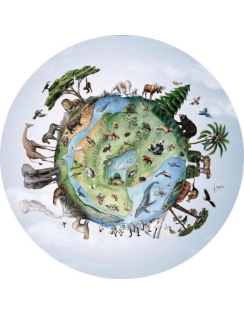 Animals On Earth Ταπετσαρια Τοιχου Μπλε Στρογγυλη Διαφορα Μεγεθη 