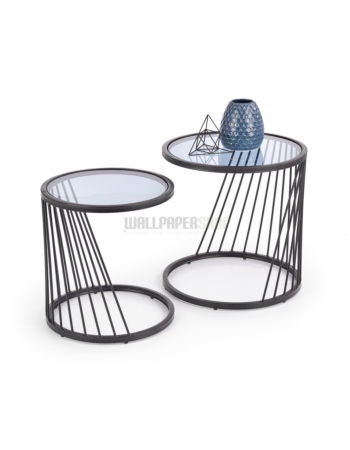 Tile Σετ 2 Τραπεζακια Σαλονιου Μαυρο