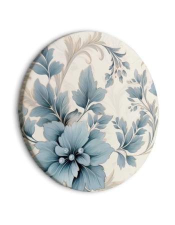 Στρογγυλος Πινακας - Turquoise Flowers In Retro Ambience Floristic Ornaments 40x40cm