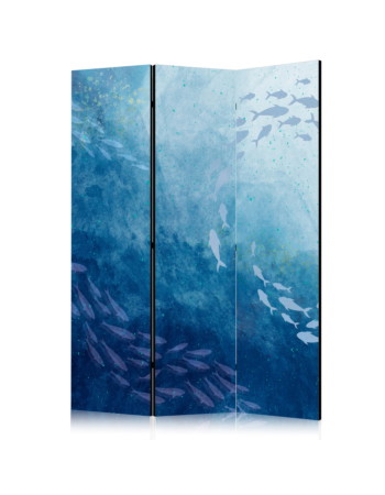 Διαχωριστικο Δωματιου - Schools Of Fish - Luminous Clusters Of Fish In Blue Hues Amidst The Sea Depths Ηχοαπορροφητικο 135x172cm