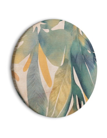 Στρογγυλος Πινακας - Watercolor Exotics - Hanging Delicate Tropical Plants In Colors Of Green And Yellow On A Beige Background/watercolor Tropics 40x40cm