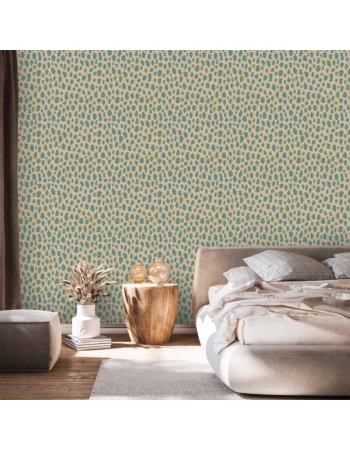 Ταπετσαρια - Giraffe Pattern - Animal Pattern In Turquoise Spots On A Light Background