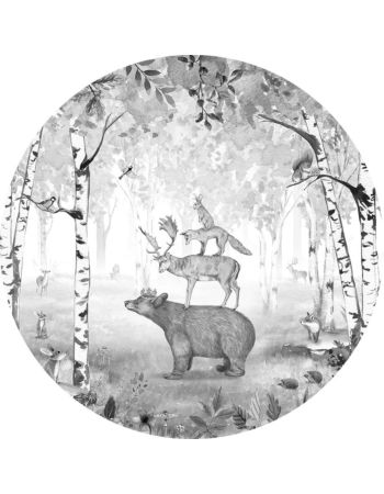 Bear King Ταπετσαρια Τοιχου Γκρι Στρογγυλη Διαφορα Μεγεθη