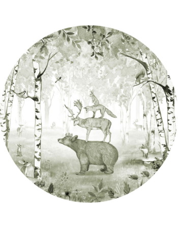 Bear King Ταπετσαρια Τοιχου Πρασινο Στρογγυλη Διαφορα Μεγεθη