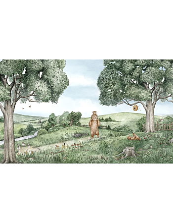 Bears and Bees Ταπετσαρια Τοιχου Πρασινο