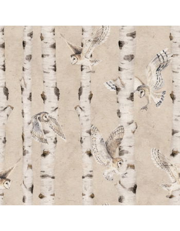 Birch and Owls Ταπετσαρια Τοιχου Μπεζ