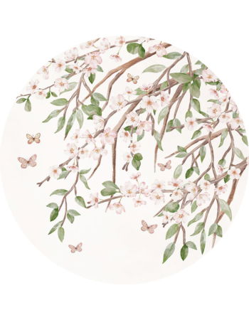 Blooming Blossom Ταπετσαρια Τοιχου Ροζ Στρογγυλη Διαφορα Μεγεθη 