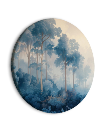 Στρογγυλος Πινακας - Landscape With Trees In Illustrative Style Fairy-tale Blue Forest 40x40cm
