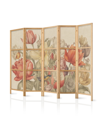 Ιαπωνικο Διαχωριστικο Δωματιου - Bouquet With Tulips - Colorful Flowers On A Light Background - Illustration 225x172cm