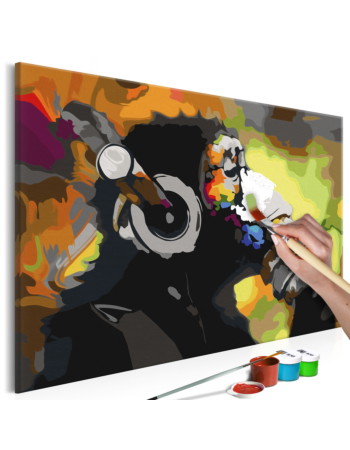Πινακας Αυτοζωγραφικης - Monkey In Headphones multi Colour 60x40cm