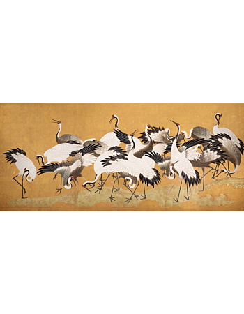 Crane Birds Ταπετσαρια Τοιχου Πορτοκαλι
