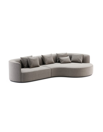 Ύφασμα Columbia Γκρι Μπεζ (Taupe). Βάση μασίφ ξύλο Μαύρο (Black Ash)