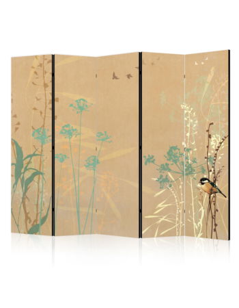 Διαχωριστικο Δωματιου - Tiny Bird - Colorful Grasses In Golden Shades Of Sunset Ηχοαπορροφητικο 225x172cm