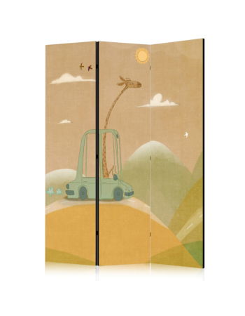 Διαχωριστικο Δωματιου - Dreamy Traveler - Giraffe Driving A Car On A Beautiful Sunny Day Ηχοαπορροφητικο 135x172cm