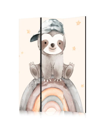 Διαχωριστικο Δωματιου - Happy Sloth - Sloth In Muted Colors - Wearing A Cap - Sitting On A Rainbow Among The Stars Ηχοαπορροφητικο 135x172cm