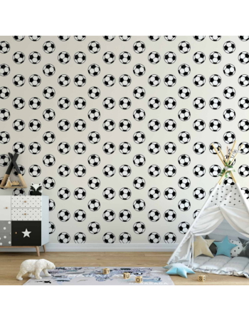Ταπετσαρια - Soccer - Symmetrical Black-and-white Soccer Balls On A Beige Background