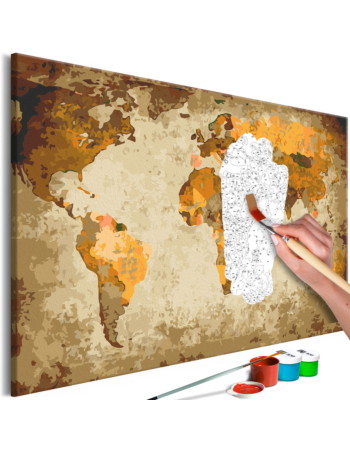Πινακας Αυτοζωγραφικης - Brown World Map 60x40cm