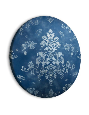 Στρογγυλος Πινακας - Retro Ornament: Decorative Motif In Worn Blues 40x40cm