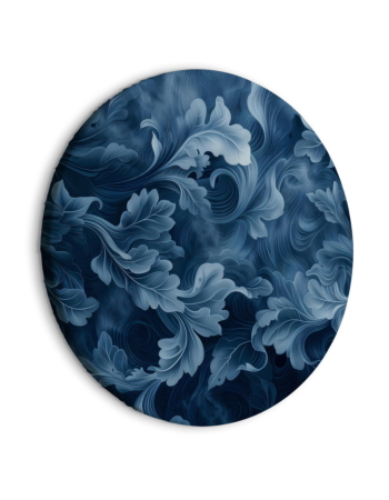 Στρογγυλος Πινακας - Abstract Ornaments Dark Blue Victorian Leaves 40x40cm