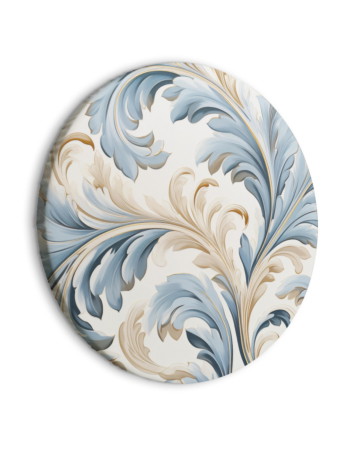 Στρογγυλος Πινακας - Baroque Ornaments In Light Cream-blue Hues 40x40cm