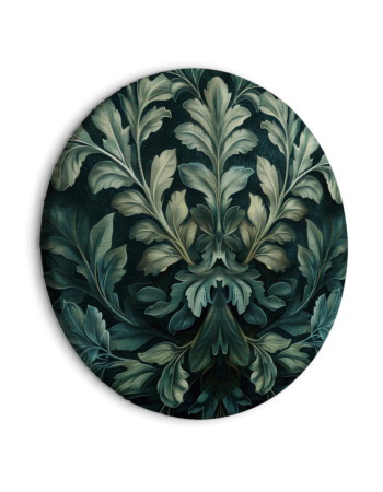 Στρογγυλος Πινακας - Dark Green Victorian Leaves: Botanical Carved Composition 40x40cm