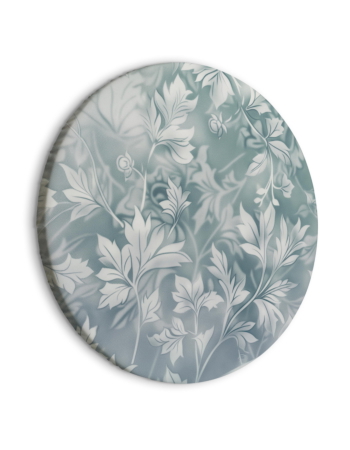 Στρογγυλος Πινακας - Ornaments In Worn Muted Turquoises: Delicate Plant Pattern 40x40cm