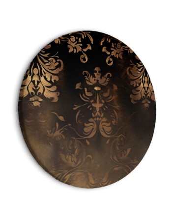 Στρογγυλος Πινακας - Baroque Ornaments In Patinated Gold And Browns: Retro Motif 40x40cm