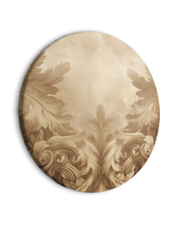 Στρογγυλος Πινακας - Carved Baroque Ornaments Rich Composition In Sepia Colors 40x40cm
