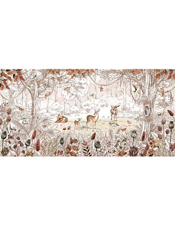 Forest Friends Autumn Ταπετσαρια Τοιχου Ροζ