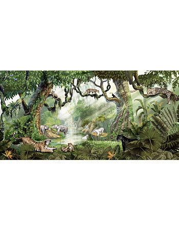 Jungle Cats Ταπετσαρια Τοιχου Πρασινο
