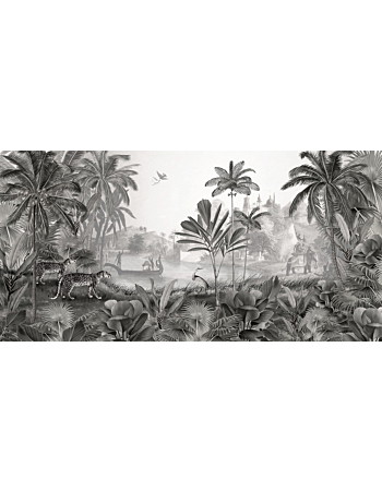 Leopard Landscape Ταπετσαρια Τοιχου Ανθρακι