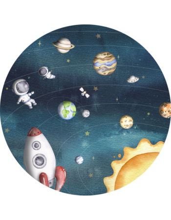 Space Joy Ταπετσαρια Τοιχου Σκουρο Μπλε Στρογγυλη Διαφορα Μεγεθη