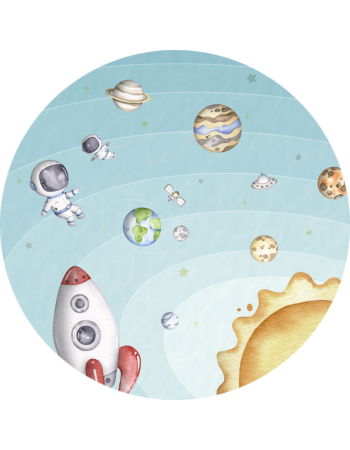 Space Joy Ταπετσαρια Τοιχου Γαλαζιο Στρογγυλη Διαφορα Μεγεθη
