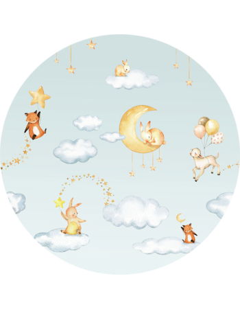 Sweet Dreams Ταπετσαρια Τοιχου Γαλαζιο Στρογγυλη Διαφορα Μεγεθη