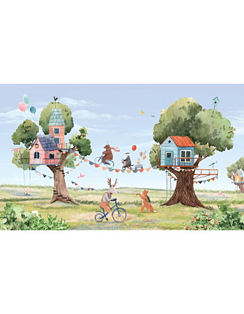 Treehouse Party Ταπετσαρια Τοιχου Πρασινο