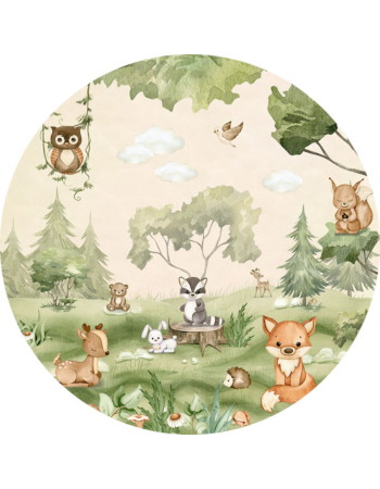 Woodland Joy Ταπετσαρια Τοιχου Πρασινο Στρογγυλη Διαφορα Μεγεθη