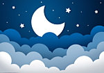 Φωτοταπετσαρια - Moon Dream - Clouds On A Dark Blue Sky With Stars For Children Αδιαβροχη 350x256cm