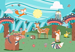 Φωτοταπετσαρια - Adventures In The Forest - Forest Animals In An Indian Theme For Children Αδιαβροχη 250x175cm