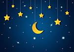Φωτοταπετσαρια - Skyline - Night Sky Landscape With Stars And Moon For Children Αδιαβροχη 100x70cm