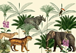 Φωτοταπετσαρια - Jungle Land With Animals In The Style Of Old Engravings Αδιαβροχη 250x175cm