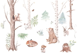 Φωτοταπετσαρια - Subtle Illustration With Forest Animals Αδιαβροχη 200x140cm