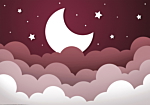 Φωτοταπετσαρια - Moon Dream - Clouds In A Maroon Sky With Stars For Children Αδιαβροχη 400x280cm